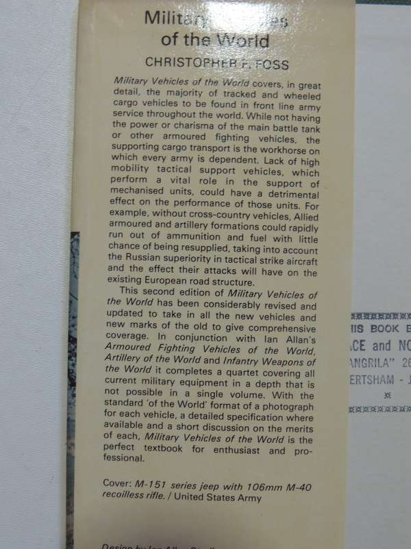 Military Vehicles Of The World - Christopher F. Foss      2nd Edition 1978