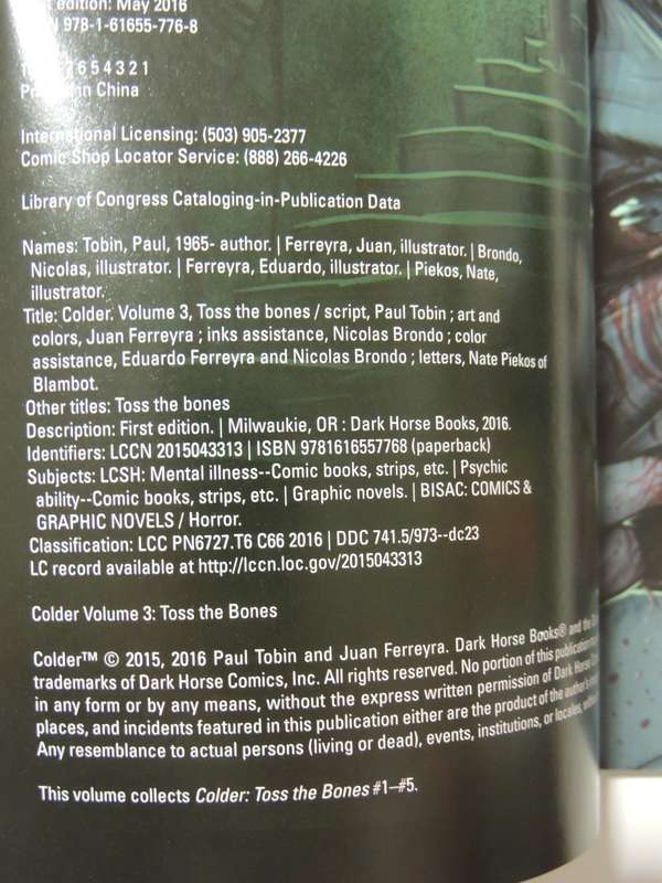 Colder Series: Vol's 1-3 Colder, The Bad Seed, Toss The Bones - Paul Tobin & Juan Ferreya