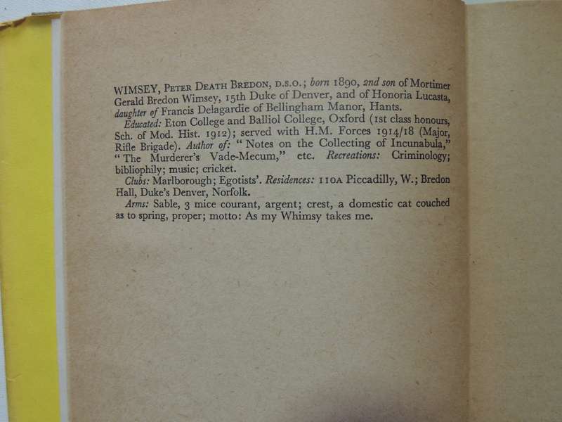 Clouds Of Witness - Dorothy L. Sayers   13th Impression 1954