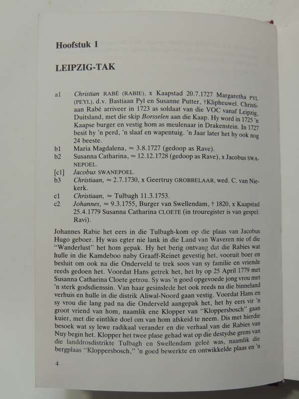RABIE - RABE - Gelsagsregister van Elf Stamvaders - RG Grebe, WPJ Rabe, HR Rabe  1982  (AS IS)