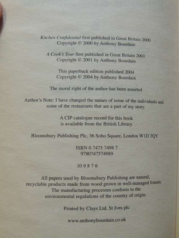Kitchen Confidential  & A Cook's Tour - Anthony Bourdain   Omnibus