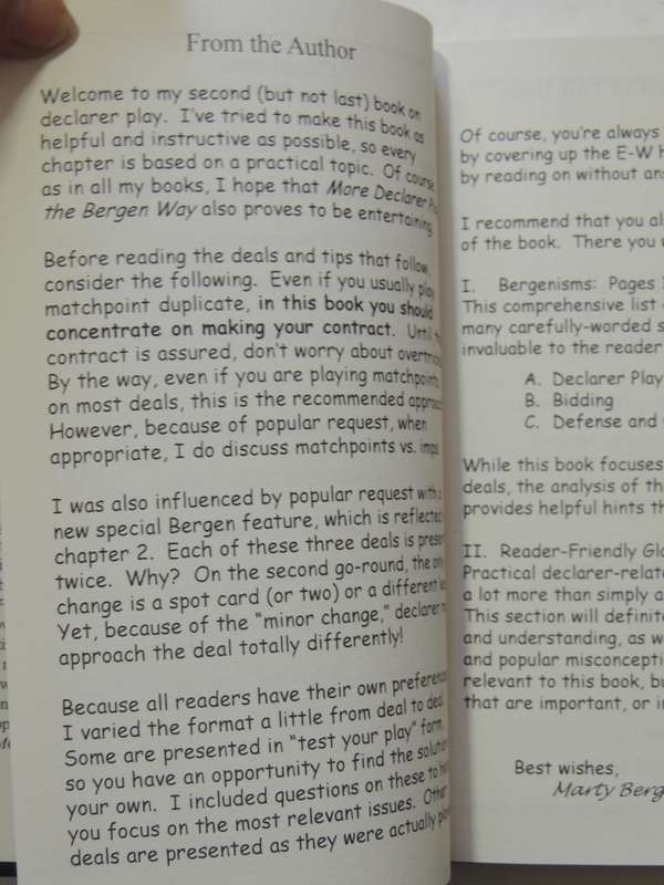 More Declarer Play the Bergen Way, How to Make More Contracts - Marty Bergen Inscribed