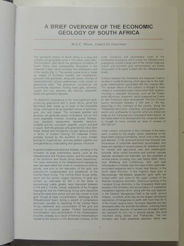 The Mineral Resources Of South Africa- ed. M.G.C. Wilson & C.R. Anhaeusser   6th Edition