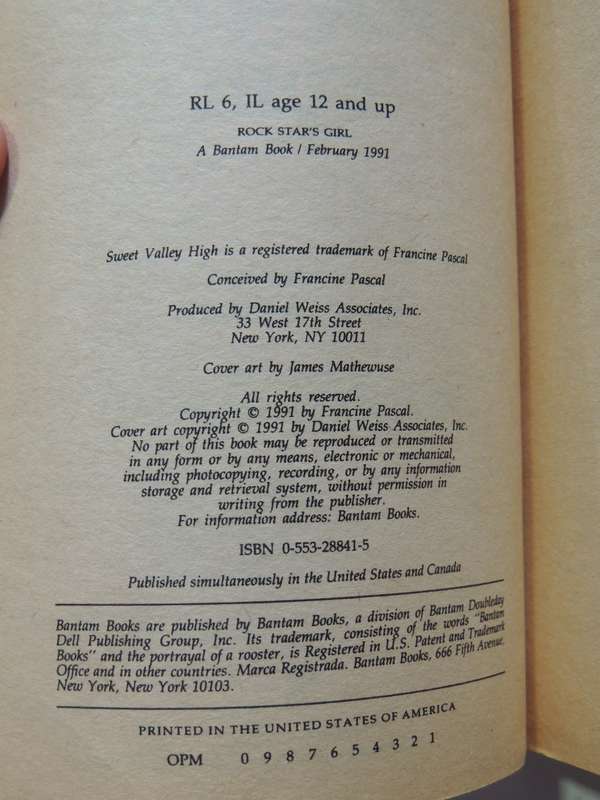 Rock Star's Girl: Sweet Valley High 72 - Francine Pascal