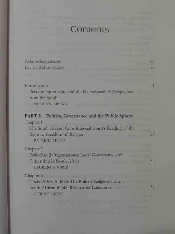 Religion And Spirituality In South Africa: New Perspectives - ed Duncan Brown
