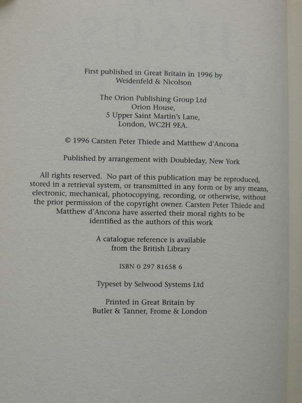 The Jesus Papyrus- Carsten Peter Thiede & Matthew D'Ancona