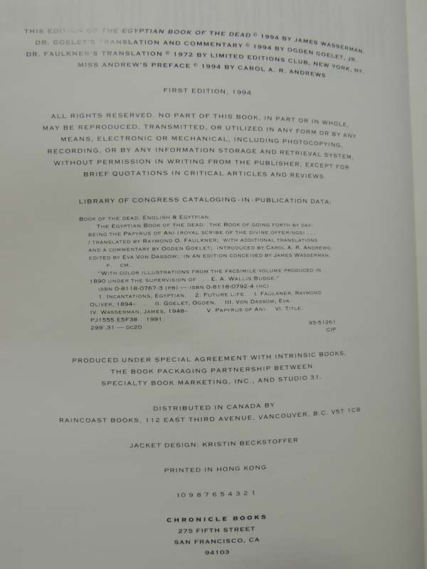 The Egyptian Book of the Dead, The Book of Going Forth by Day - Transl by Raymond Faulkner