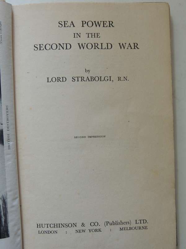 Sea Power In The Second World War (1943) - Lord Strabolgi, R.N.