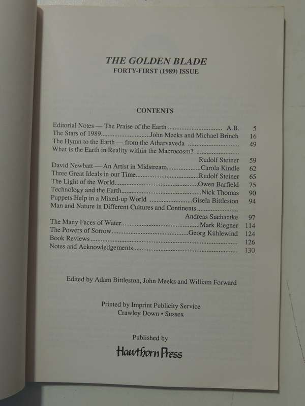 The Golden Blade: 41st (1989) Issue