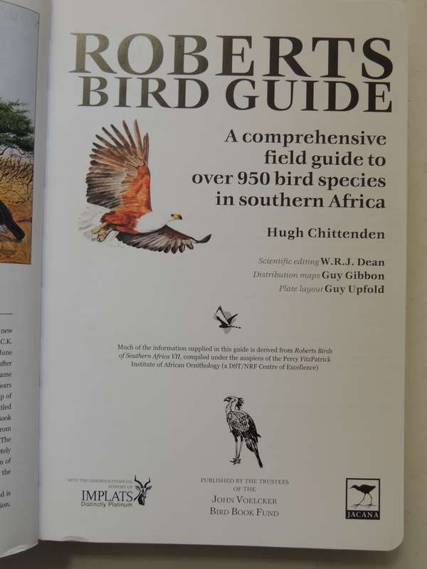 Roberts Bird Guide  - Hugh Chittenden    Reprinted 2009