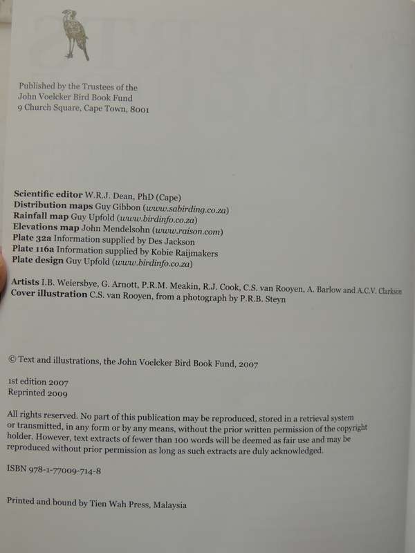 Roberts Bird Guide  - Hugh Chittenden    Reprinted 2009