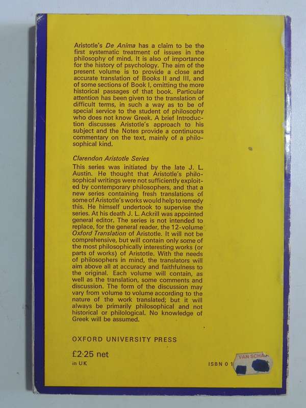 Aristotle's De Anima Books II & III - ed D.W. Hamlyn