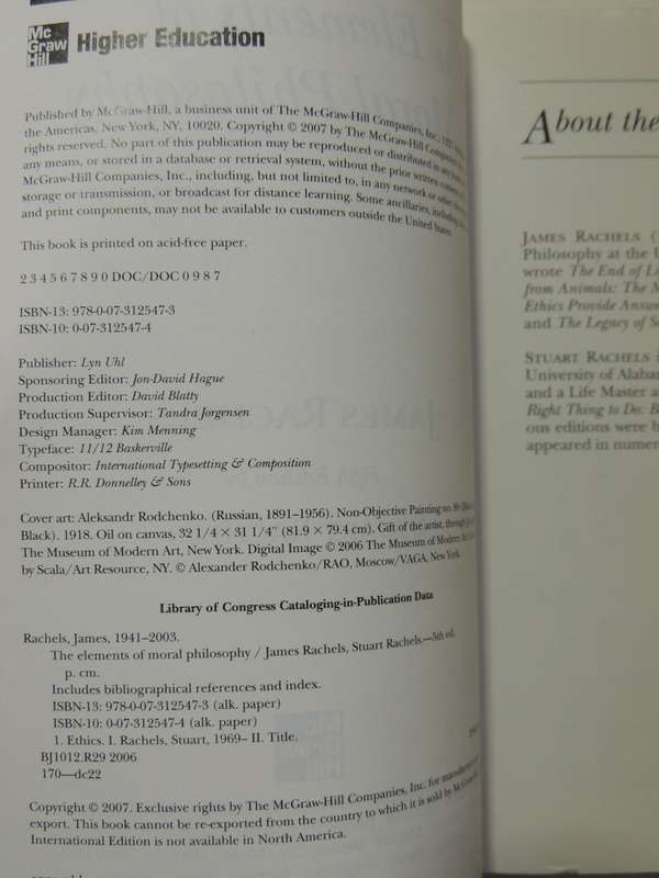 The Elements Of Moral Philosophy - James Rachels