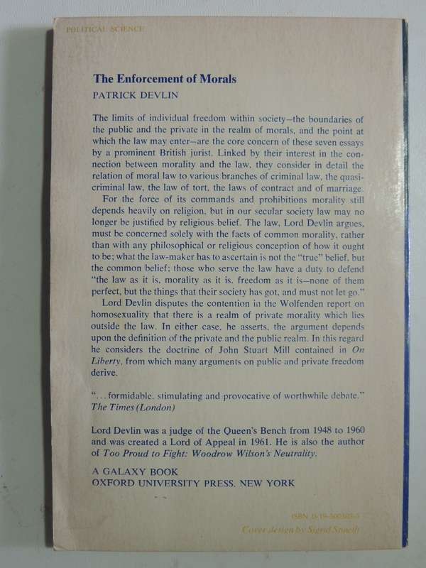 The Enforcement Of Morals - Patrick Delvin