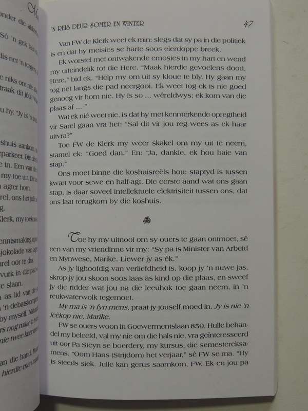 Marike: 'N Reis Deur Somer En Winter- Marike De Klerk   Oorvertel Deur Maretha Maartens  INSCRIBED