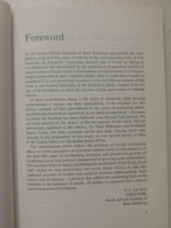 Conflict And Progress: Fifty Years Of Race Relations In South Africaed. Ellen Hellman & Henry Lever