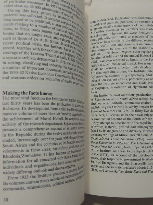 Conflict And Progress: Fifty Years Of Race Relations In South Africaed. Ellen Hellman & Henry Lever