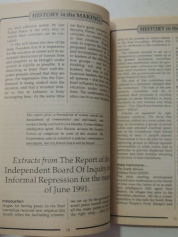 History In The Making: Documents Reflecting A Changing South Africa - July 1991 Vol 1 No 6
