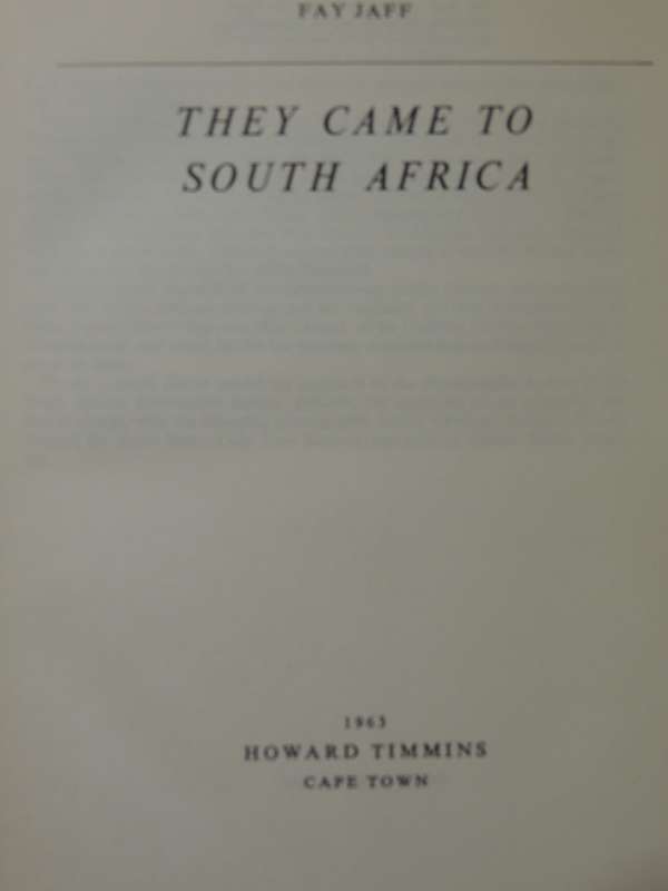 They Came To South Africa - Fay Jaff