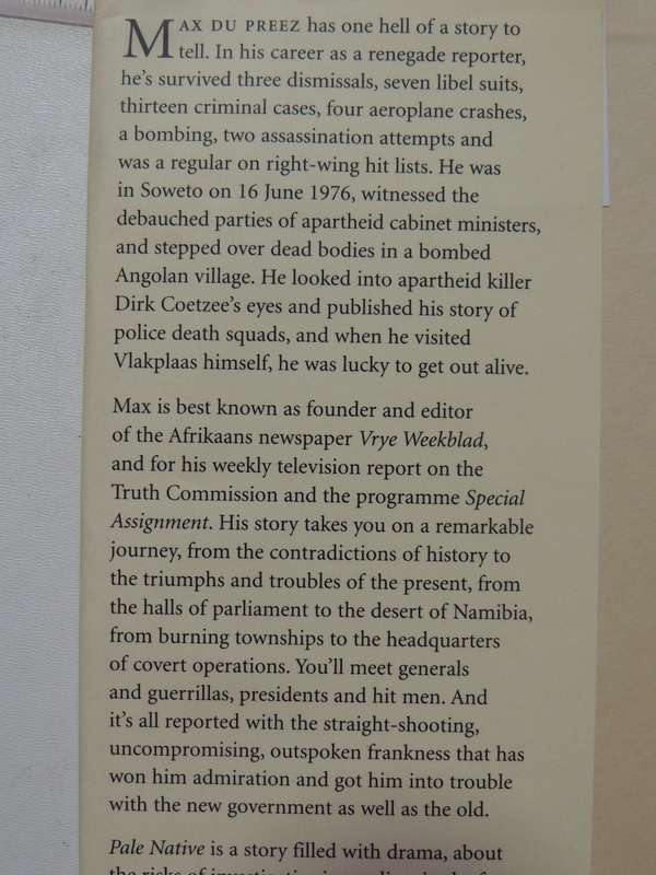 Pale Native: Memoirs Of A Renegade Reporter - Max Du Preez