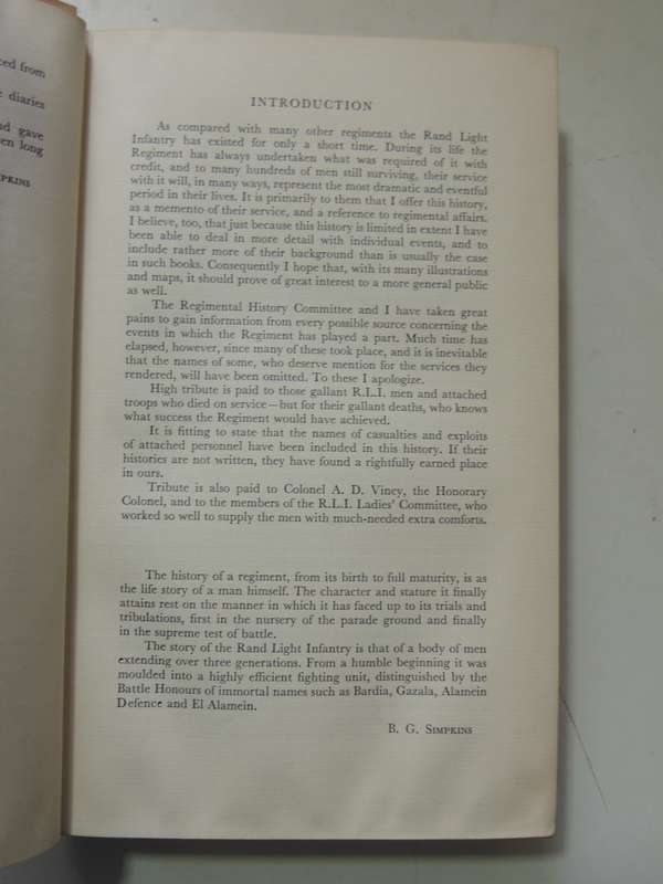 Rand Light Infantry: Signed (No. 99 Of An Unnumbered Limited Issue) - Major B.G. Simpkins