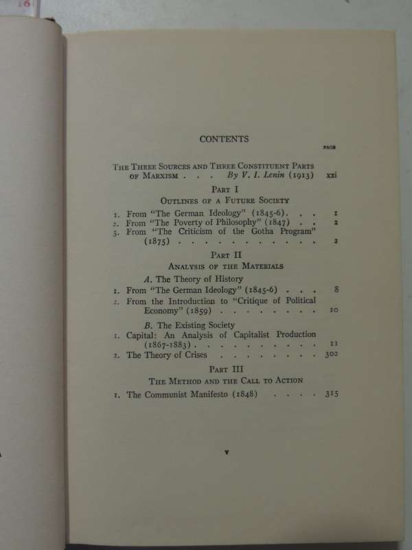 Capital  And Other Writings Of Karl Marx - ed Max Eastman