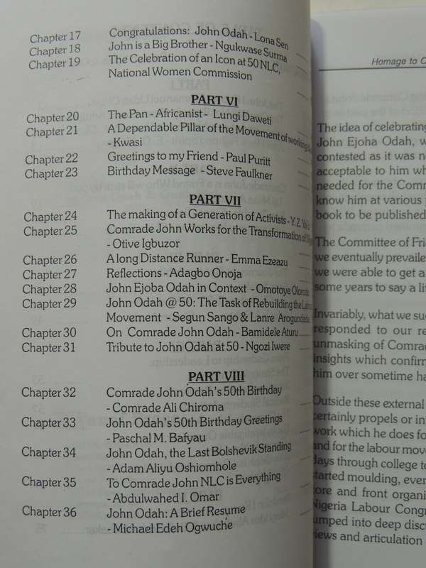 Homage To Commitment (Tributes To John Odah At 50) Inscribed to Jay Naidoo ed Benson Upah & Onah Idu