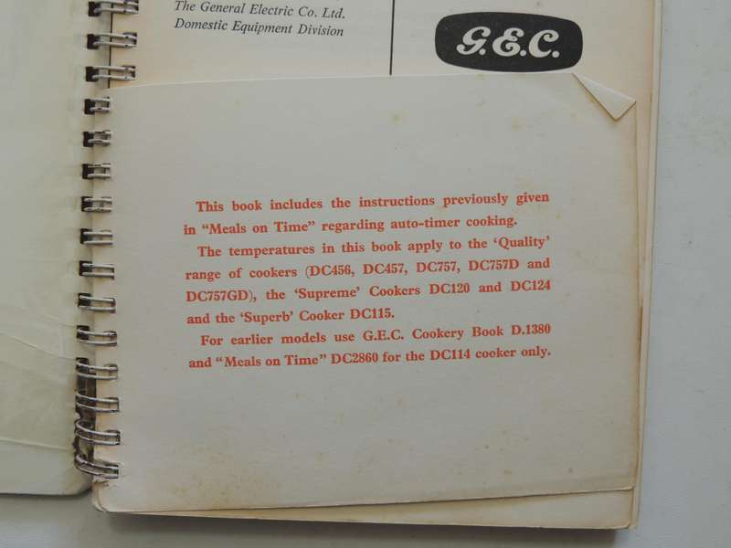 Cookery and Instruction Book For Use With G.E.C. Electric Cookers (1951) - ed Margaret Leader