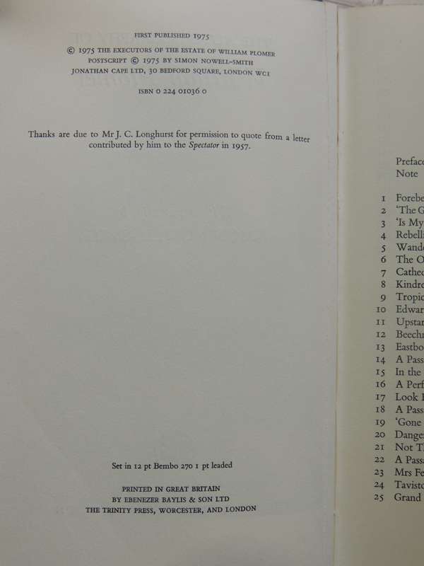 The Autobiography of William Plomer, With Postscript by Simon Nowell-Smith