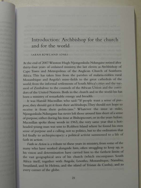 Faith In Action: Njongonkulu Ndungane Archbishop For The Church And The World - S Jones   Signed