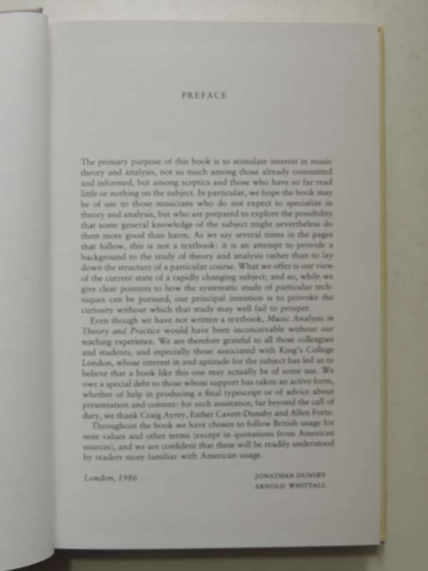 Music Analysis In Theory And Practice - Jonathan Dunsby & Arnold Whitall