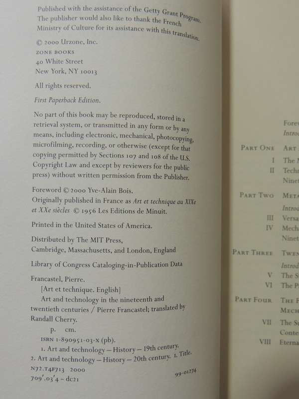 Art & Technology In The Nineteenth And Twentieth Centuries - Pierre Francastel