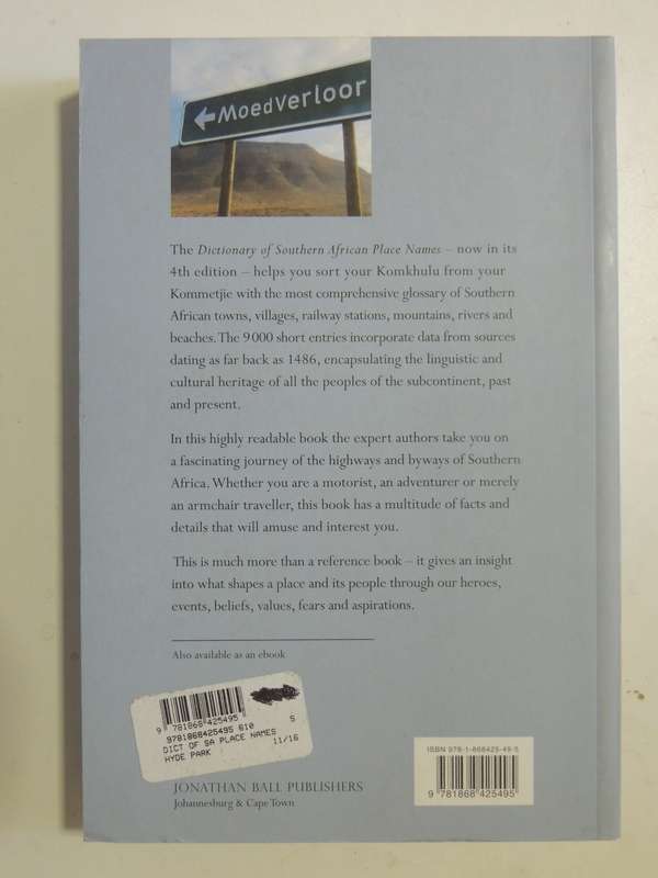 Dictionary Of Southern African Place Names (4th Edition 2014) P.E. Raper, L. Moller, L.T. Du Plessis