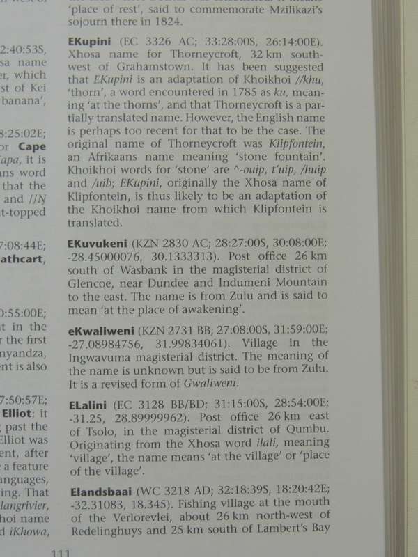 Dictionary Of Southern African Place Names (4th Edition 2014) P.E. Raper, L. Moller, L.T. Du Plessis