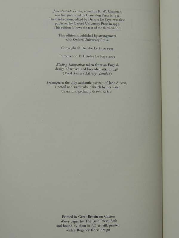 Jane Austen's Letters  - Collected & Edited by Deirdre Le Faye    The Folio Society 2003