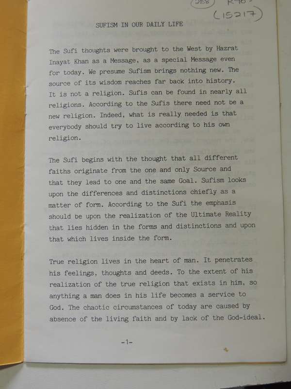 Sufism In Our Daily Life - Pupil Of Hazrat Inayat Khan