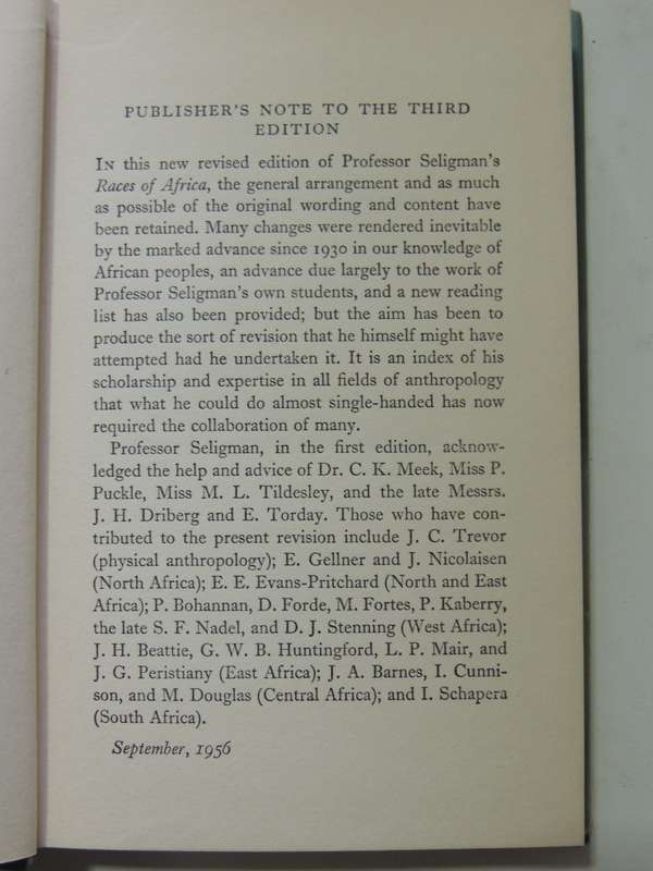 Races Of Africa (3rd Edition) - C.G. Seligman