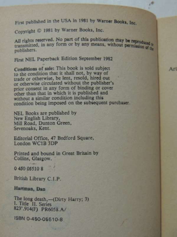 The Long Death: Dirty Harry No. 3 - Dane Hartman