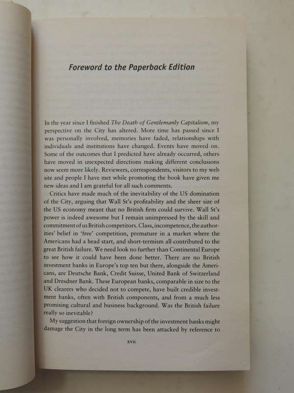 The Death Of Gentlemanly Capitalism..Controversial Bestseller On The City's Big SelloutPhilip Augar