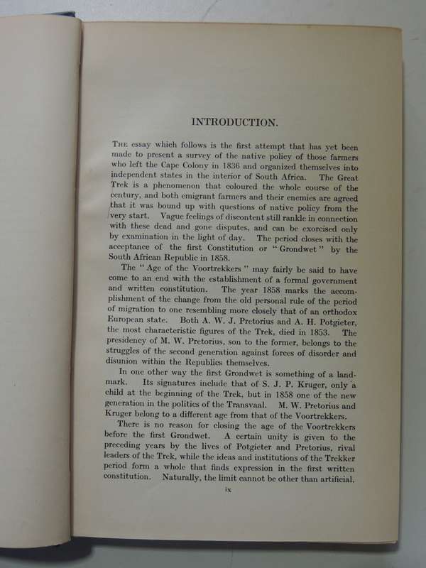 The Native Policy Of The Voortrekkers - J.A.I. Agar-Hamilton