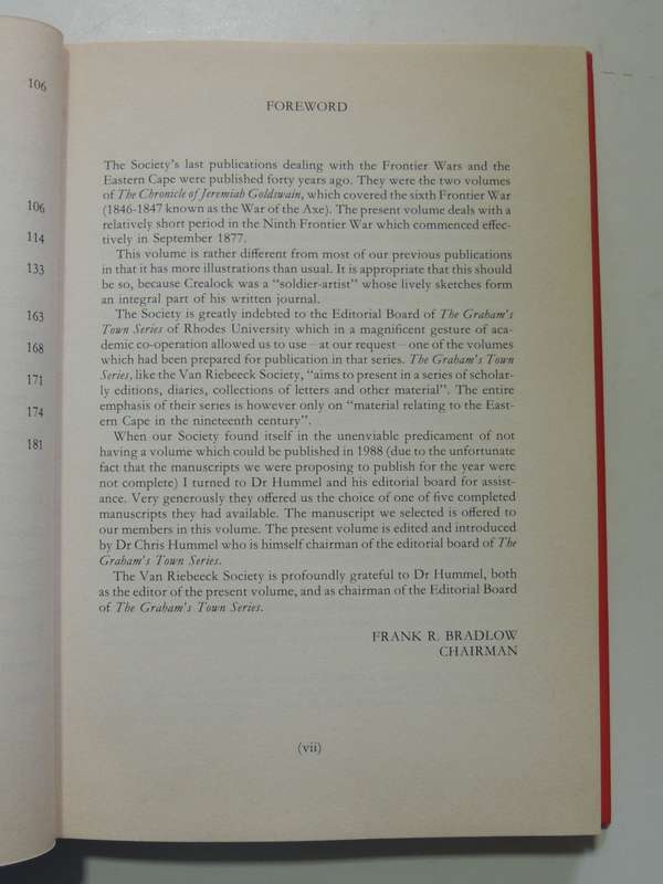 The Frontier War Journal Of Major John Crealock 1878: VRS 2nd Series No. 19 - ed Chris Hummel