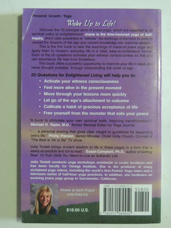 20 Questions for Enlightened Living - Peace & Freedom through Jnana Yoga - Julia Tindall