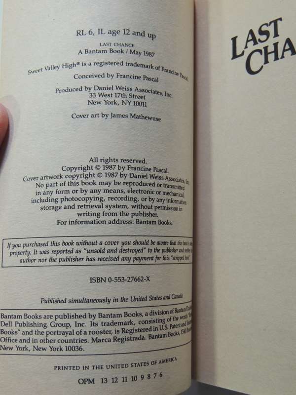 Sweet Valley High 36 - Last Chance - Francine Pascals
