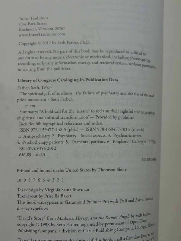 The Spiritual Gift Of Madness,The Failure Of Psychiatry & Rise Of The Mad Pride Movement Seth Farber
