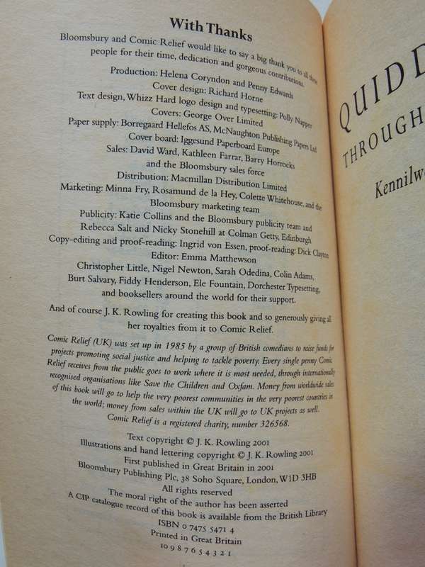 Harry Potter Quidditch Through the Ages - Kennilworthy Whisp- J K Rowling