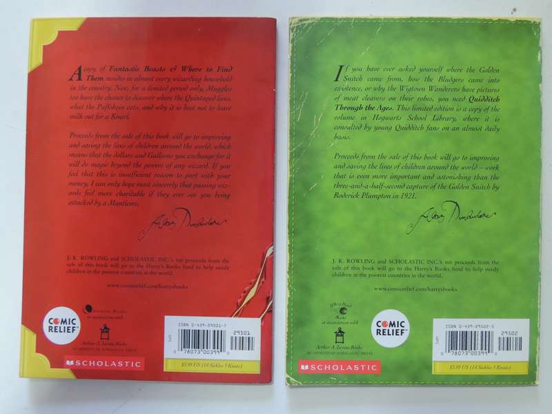 Harry Potter Set:Quidditch Through the Ages, Fantastic Beasts & Where to Find ..- J K Rowling 1st US
