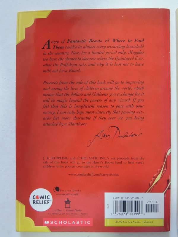 Harry Potter Set:Quidditch Through the Ages, Fantastic Beasts & Where to Find ..- J K Rowling 1st US