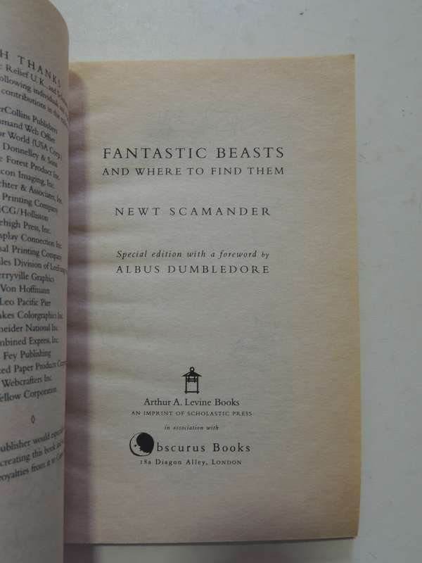 Harry Potter Set:Quidditch Through the Ages, Fantastic Beasts & Where to Find ..- J K Rowling 1st US