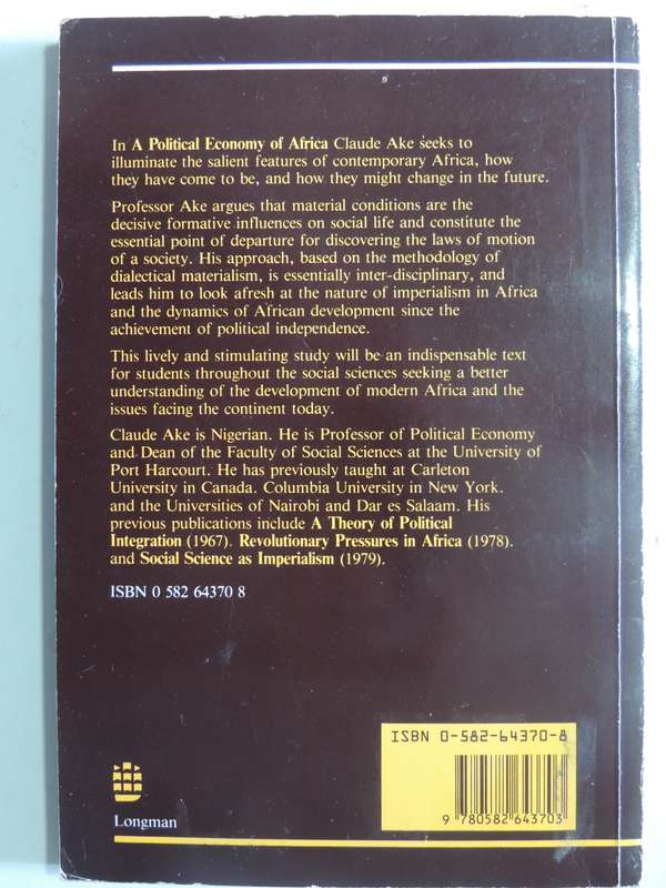 A Political Economy Of Africa- Claude Ake