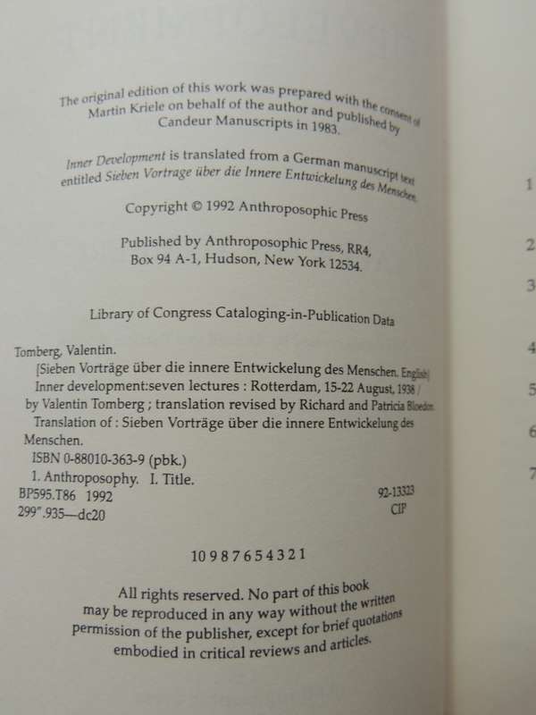 Inner Development, 7 Lectures by  - Valentin Tomberg